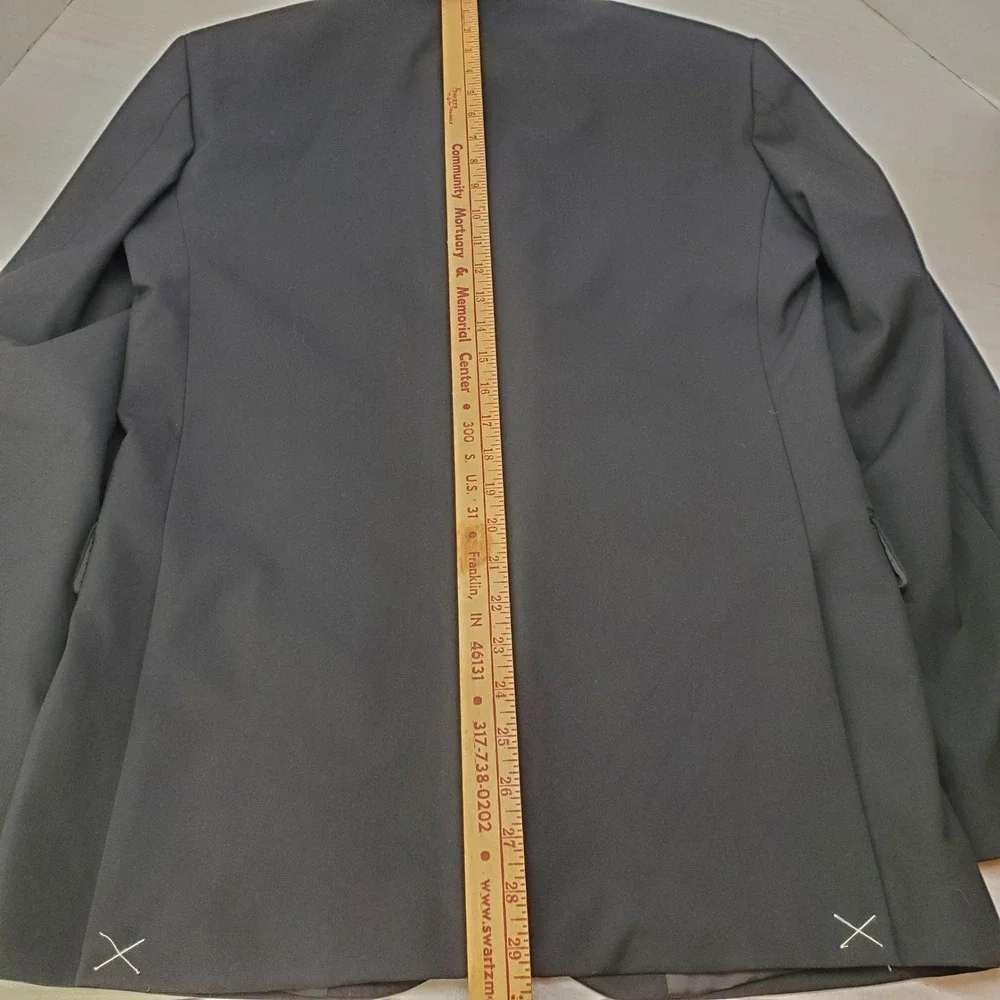 Nordstrom Rack Mens Black Trim Fit Two Button Blazer Jacket Notch Lapel 38R